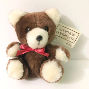 Vtg Russ Amram Adoption Bear 5 Inch Tall Stuffed  Animal Plush Korea
